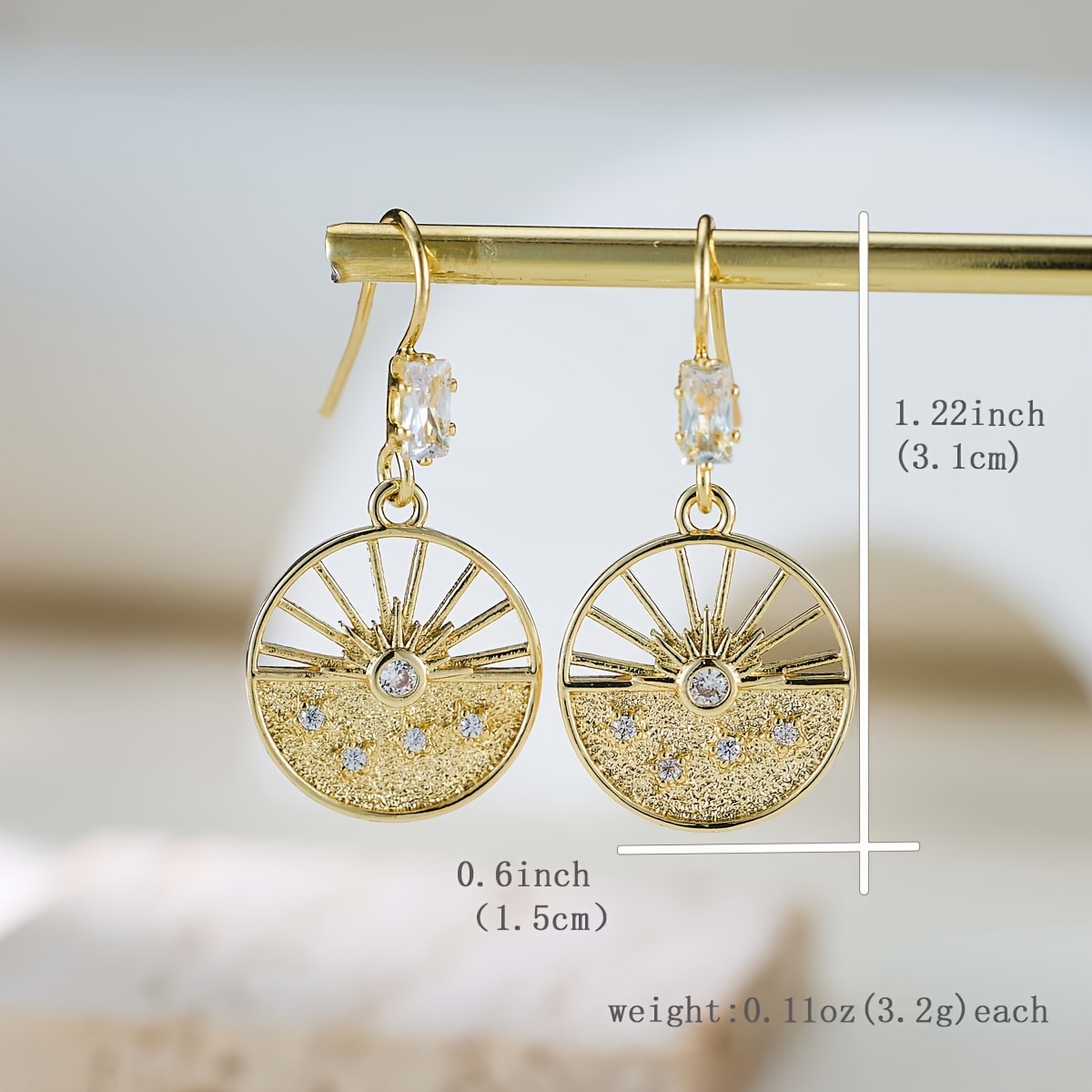 Unisex Starlight Disc Copper Earrings, Daily Wear